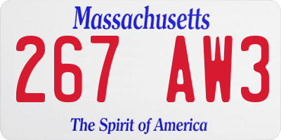 MA license plate 267AW3