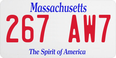 MA license plate 267AW7