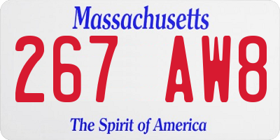 MA license plate 267AW8