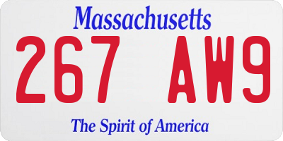 MA license plate 267AW9