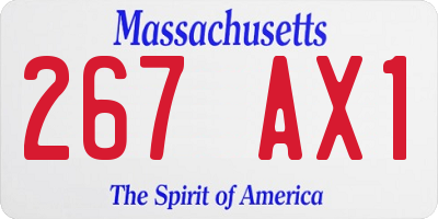 MA license plate 267AX1