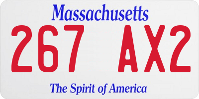 MA license plate 267AX2