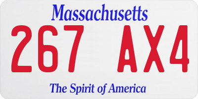 MA license plate 267AX4