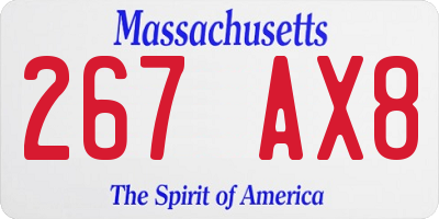 MA license plate 267AX8