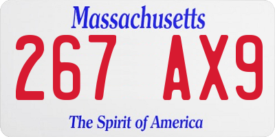 MA license plate 267AX9