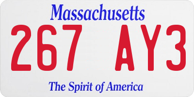 MA license plate 267AY3