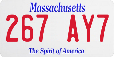 MA license plate 267AY7