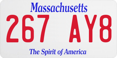 MA license plate 267AY8