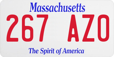 MA license plate 267AZ0