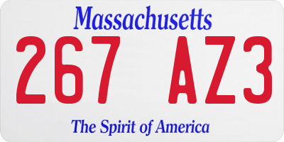 MA license plate 267AZ3