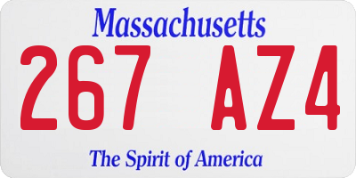 MA license plate 267AZ4
