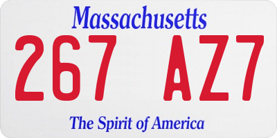 MA license plate 267AZ7
