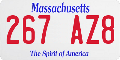 MA license plate 267AZ8