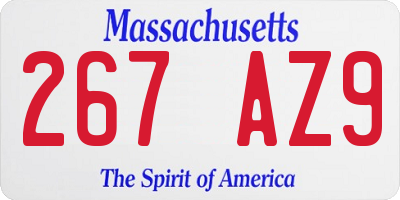 MA license plate 267AZ9