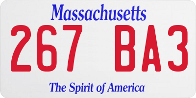MA license plate 267BA3