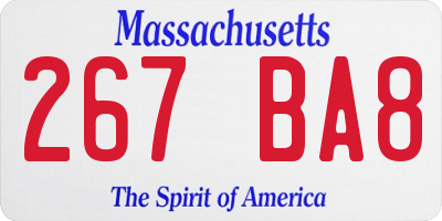 MA license plate 267BA8