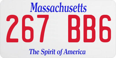 MA license plate 267BB6
