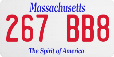 MA license plate 267BB8