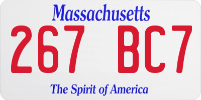 MA license plate 267BC7