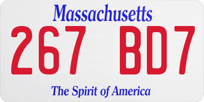 MA license plate 267BD7