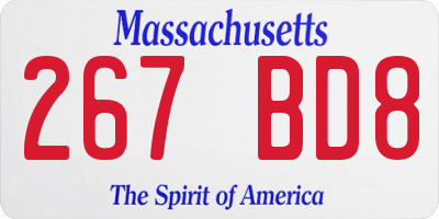 MA license plate 267BD8