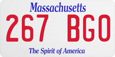 MA license plate 267BG0