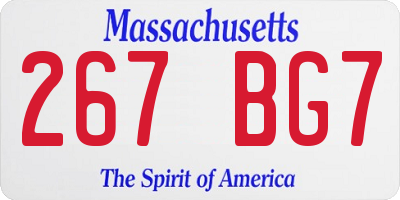 MA license plate 267BG7