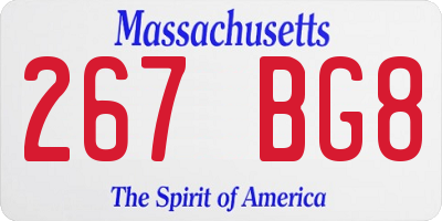 MA license plate 267BG8