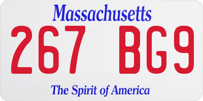 MA license plate 267BG9
