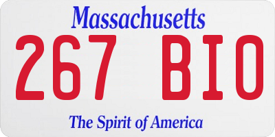 MA license plate 267BI0