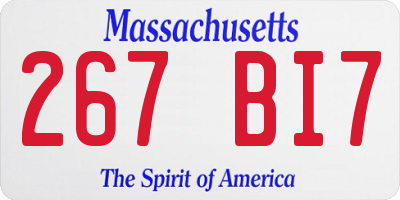 MA license plate 267BI7