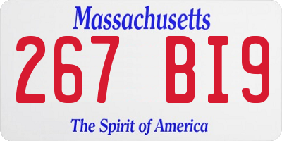 MA license plate 267BI9