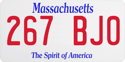 MA license plate 267BJ0