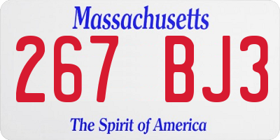 MA license plate 267BJ3