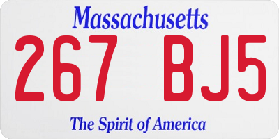 MA license plate 267BJ5