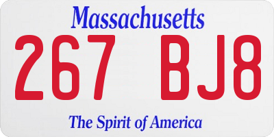 MA license plate 267BJ8