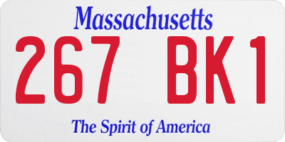 MA license plate 267BK1