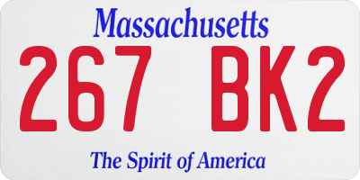 MA license plate 267BK2