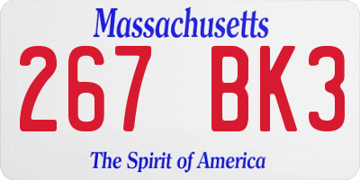 MA license plate 267BK3