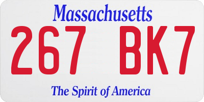MA license plate 267BK7