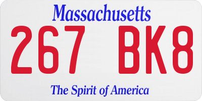 MA license plate 267BK8