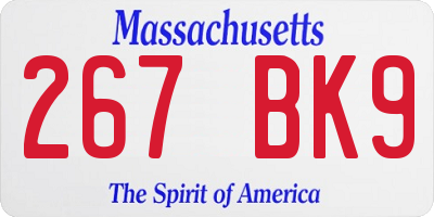 MA license plate 267BK9