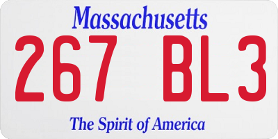 MA license plate 267BL3