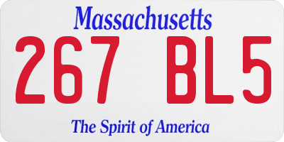 MA license plate 267BL5
