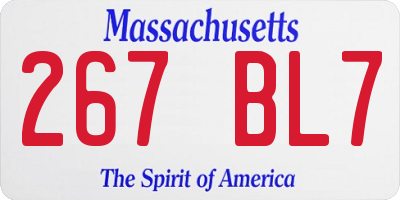 MA license plate 267BL7