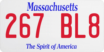 MA license plate 267BL8