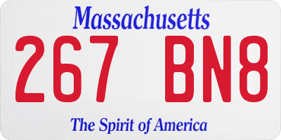 MA license plate 267BN8