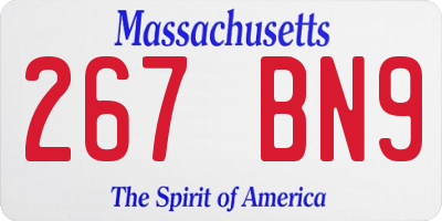 MA license plate 267BN9