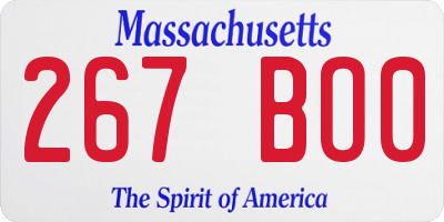 MA license plate 267BO0