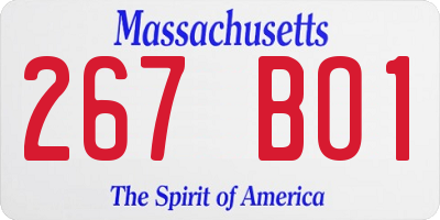 MA license plate 267BO1